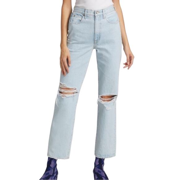 NWOT Slvrlake London High Rise Straight Leg Distressed Jeans 29 in Love Hurts - Picture 1 of 10